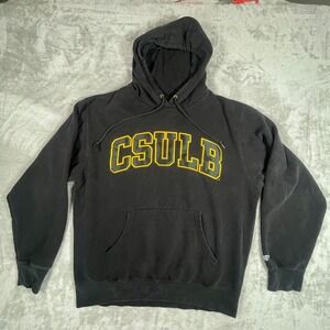 CSULB Hoodie Men Large Black Spell Out Call State Long Beach Embroidered Blue 84